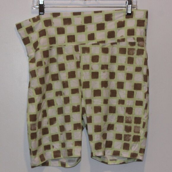 BP. Brown Yellow & White High Rise Checkered Biker Shorts Women's Size 1X - Picture 3 of 8